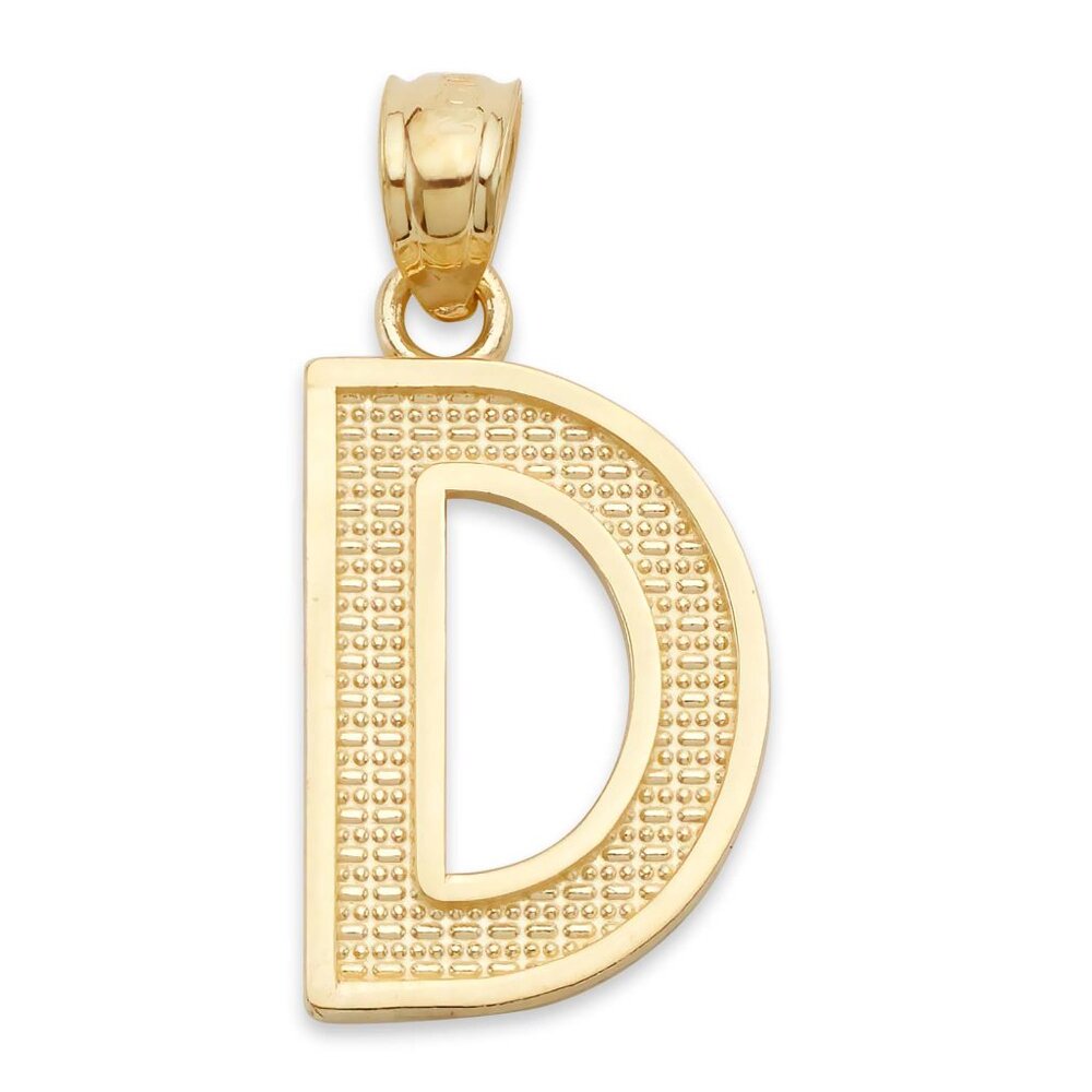 Solid 10K Gold Letter D Pendant for Necklace– Personalized Initial Charm Pendant